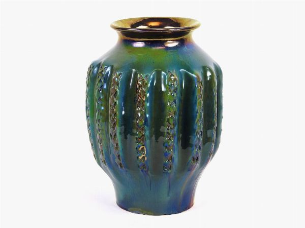 Vaso in terracotta smaltata a lustro  - Asta Arte Moderna e Contemporanea - Arredi di Design - Associazione Nazionale - Case d'Asta italiane