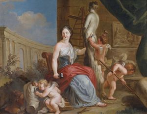 BLANCHET LOUIS GABRIEL (1705 - 1772) - Allegoria della Scultura.