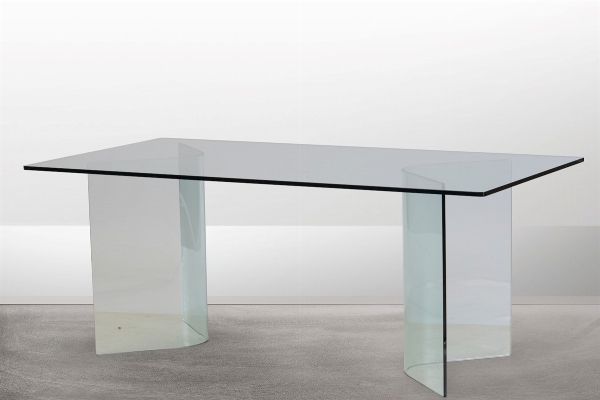 Tavolo con struttura e piano in cristallo.  - Asta Design Lab - Associazione Nazionale - Case d'Asta italiane
