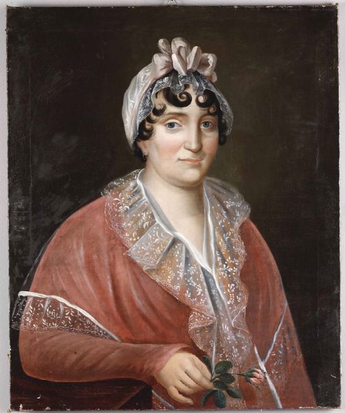 Ritratto di signora in abito rosa  - Asta La dimora romana di Giorgio Forattini - Associazione Nazionale - Case d'Asta italiane