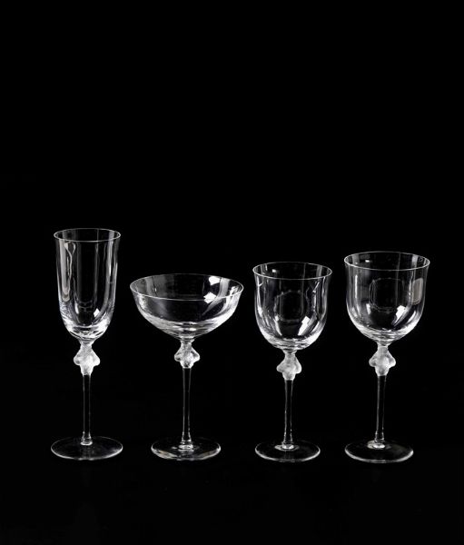 Servizio di bicchieri Roxane Francia, Manifattura Lalique, ultimo terzo del Novecento  - Asta ASTA 0512 - L'ART DE LA TABLE - Associazione Nazionale - Case d'Asta italiane