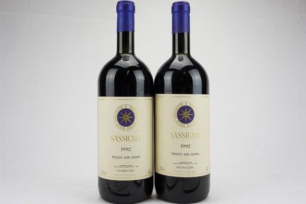 Sassicaia Tenuta San Guido 1992  - Asta Il Fascino e l'Eleganza - Un percorso tra i migliori Vini italiani e francesi - Associazione Nazionale - Case d'Asta italiane