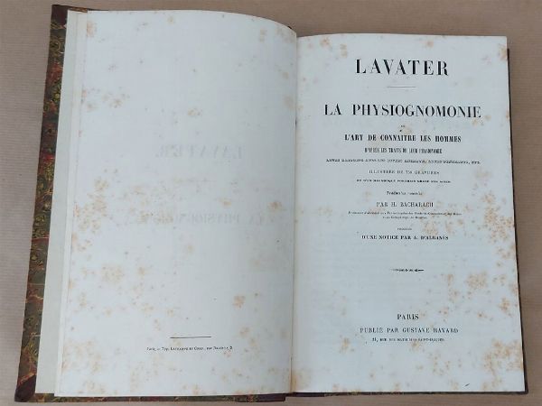 Johann Kaspar Lavater : La physiognomonie  - Asta Asta 206 - Libri Antichi - Associazione Nazionale - Case d'Asta italiane