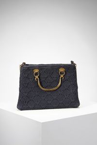 DI CAMERINO ROBERTA (1920 - 2010) : Borsa a mano in cotone blu e metallo.  - Asta ASTA 330 - VINTAGE (online) - Associazione Nazionale - Case d'Asta italiane