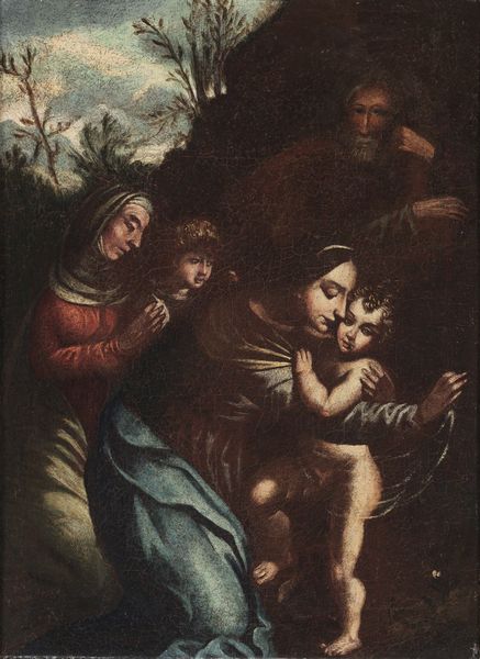 ARTISTA DEL XVII SECOLO : Madonna con bambino, San Giuseppe, San Giovannino e Santa Elisabetta.  - Asta ASTA 331 - ARTE ANTICA E DEL XIX SECOLO (banditore virtuale) - Associazione Nazionale - Case d'Asta italiane