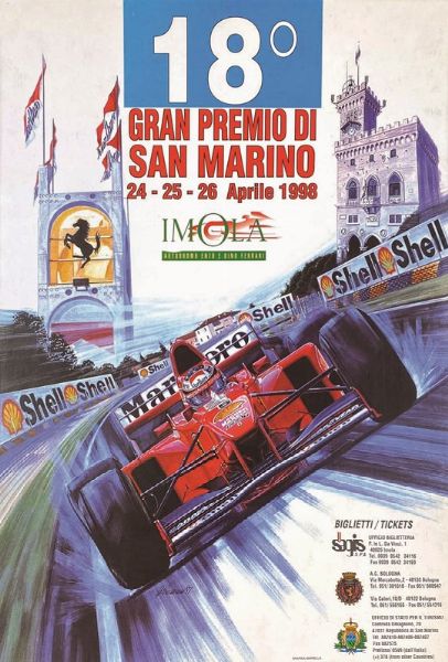 ARTISTI VARI : GRAN PREMIO DI SAN MARINO 1982 / GRAN PREMIO DI SAN MARINO 1998 / GRAND PRIX DE MONACO 1998 / GRAN PREMIO DITALIA 2011  - Asta Manifesti | Cambi Time - Associazione Nazionale - Case d'Asta italiane