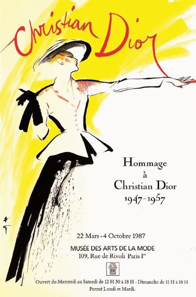 Ren Gruau : HOMMAGE  CHRISTIAN DIOR 1947-1957  - Asta Manifesti | Cambi Time - Associazione Nazionale - Case d'Asta italiane