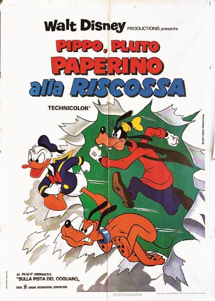 Anonimo : PIPPO, PLUTO E PAPERINO ALLA RISCOSSA  - Asta Manifesti | Cambi Time - Associazione Nazionale - Case d'Asta italiane