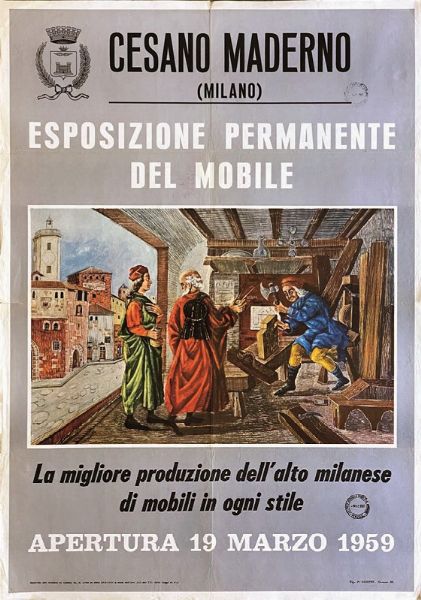 Anonimo : MILAN SAMPLES FAIR / CESANO MADERNO ESPOSIZONE PERMANENTE DEL MOBILE  - Asta Manifesti | Cambi Time - Associazione Nazionale - Case d'Asta italiane