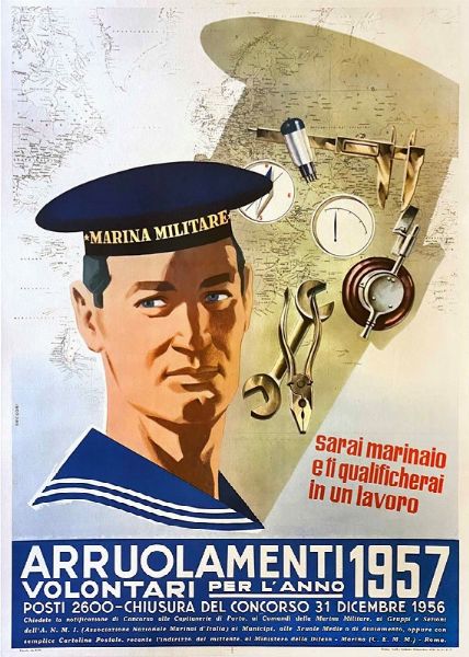 Gregori Nino : MARINA MILITARE / ARRUOLAMENTI 1957  - Asta Manifesti | Cambi Time - Associazione Nazionale - Case d'Asta italiane