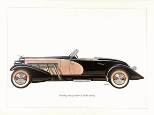 F.L.Rapi : FIAT 520S TORPEDO / HISPANO SUIZA 6A / ALFA ROMEO 1750 GS ZAGATO / DUESENBERG SJ ROADSTER / CHRYSLER AIRFLOW SEDAN / PACKARD TURIN SIX / DELAHAYE 145 FRANAY  - Asta Manifesti | Cambi Time - Associazione Nazionale - Case d'Asta italiane