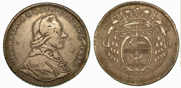 AUSTRIA - SALISBURGO. Hieronymus, 1772-1803. Thaler 1785.  - Asta Numismatica - Associazione Nazionale - Case d'Asta italiane