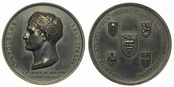 INCORONAZIONE A MILANO DI NAPOLEONE A RE DITALIA. Medaglia in bronzo 1805.  - Asta Numismatica - Associazione Nazionale - Case d'Asta italiane