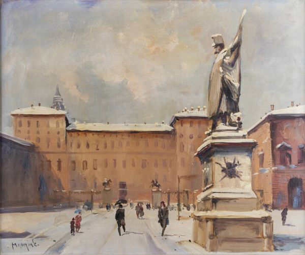 EDMONDO MANEGLIA Koziu (Turchia) 1925 - 2003 Torino : Scorcio di Piazza Castello  - Asta Asta 190 Dipinti - Associazione Nazionale - Case d'Asta italiane