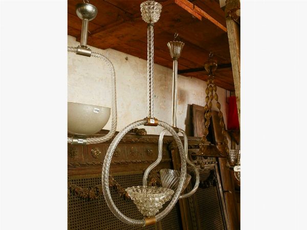 Lampadario in vetro incolore di Murano  - Asta La Collezione di Muccia Breda - Villa Don a Borbiago di Mira (Venezia) - Associazione Nazionale - Case d'Asta italiane