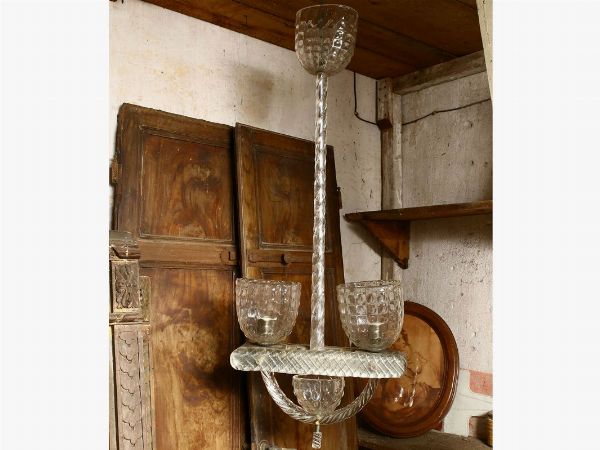 Lampadario in vetro soffiato incolore di Murano  - Asta La Collezione di Muccia Breda - Villa Don a Borbiago di Mira (Venezia) - Associazione Nazionale - Case d'Asta italiane