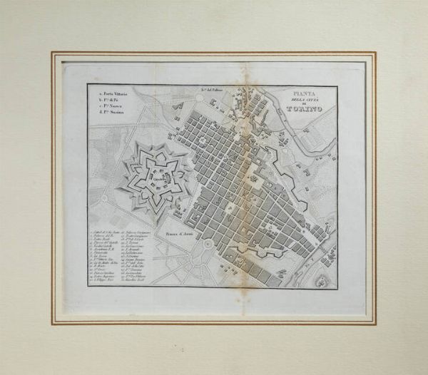 INCISIONE : Pianta della citt di Torino  - Asta Asta 198 Antiquariato - Associazione Nazionale - Case d'Asta italiane