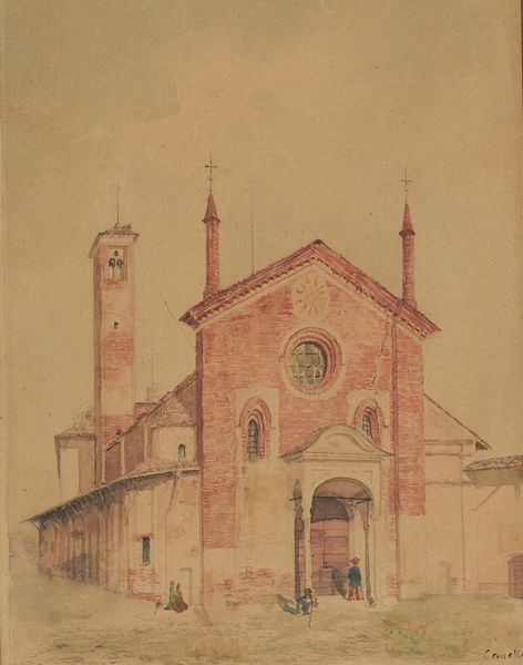 ,Anonimo (Scuola Lombarda seconda meta del XIX secolo) : Veduta della chiesa di Santa Maria della Pace a Milano  - Asta 	Asta di Arte Moderna e Contemporanea '800 e '900 - Associazione Nazionale - Case d'Asta italiane