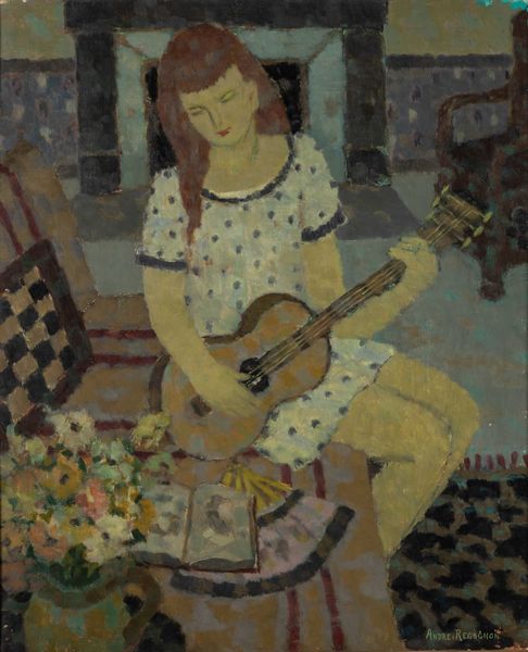 Andre Regagnon (1902 - 1976) Ragazza con chitarra  - Asta Dipinti del XIX e XX secolo | Cambi Time - Associazione Nazionale - Case d'Asta italiane