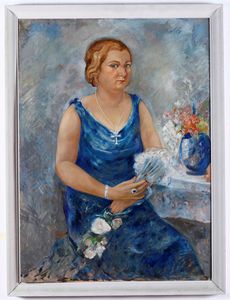 ,Alfredo Ubaldo Gargani - Donna con vestito blu