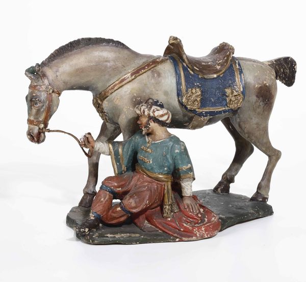 Cavallo da presepe con personaggio in terracotta dipinta, XIX secolo  - Asta Presepe | Cambi Time - Associazione Nazionale - Case d'Asta italiane