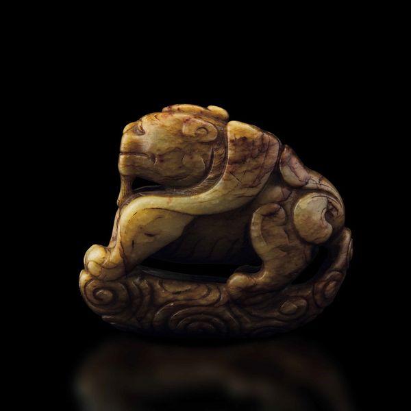 Rara figura di drago scolpita in giada e russet, Cina, Dinastia Song (960-1279)  - Asta Fine Chinese Works of Art - Associazione Nazionale - Case d'Asta italiane