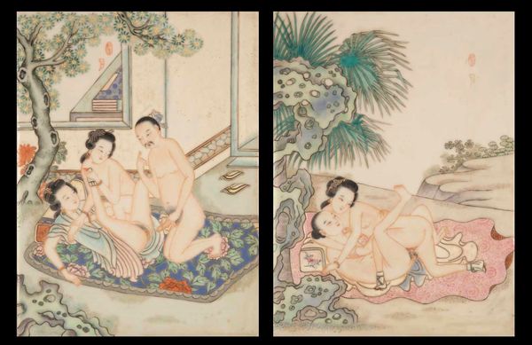 Coppia di placche in porcellana raffiguranti scene erotiche, Cina, inizio XX secolo  - Asta Fine Chinese Works of Art - Associazione Nazionale - Case d'Asta italiane