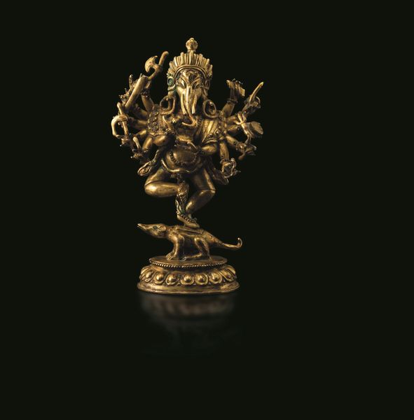 Importante figura di Ganesha in bronzo dorato, Tibet, XVIII-XIX secolo  - Asta Fine Chinese Works of Art - Associazione Nazionale - Case d'Asta italiane