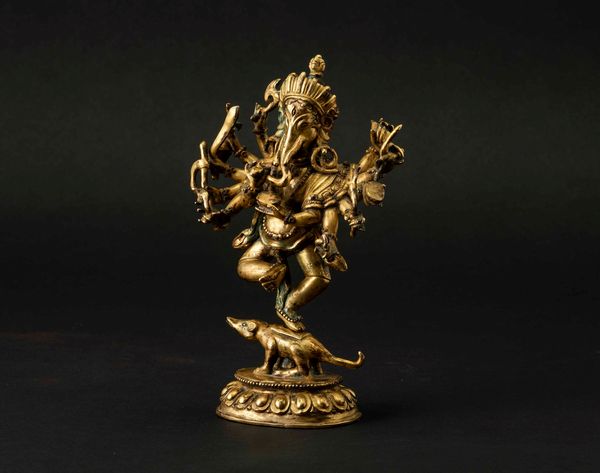 Importante figura di Ganesha in bronzo dorato, Tibet, XVIII-XIX secolo  - Asta Fine Chinese Works of Art - Associazione Nazionale - Case d'Asta italiane