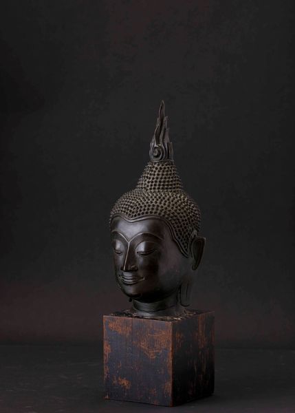 Testa di Buddha in bronzo, Thailandia, Ayutthaya, XIX secolo  - Asta Fine Chinese Works of Art - Associazione Nazionale - Case d'Asta italiane