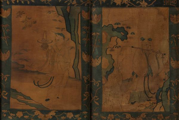 Rara coppia di tessuti Kesi raffiguranti due Immortali entro paesaggio, Cina, Dinastia Yuan (1279-1368)  - Asta Fine Chinese Works of Art - Associazione Nazionale - Case d'Asta italiane