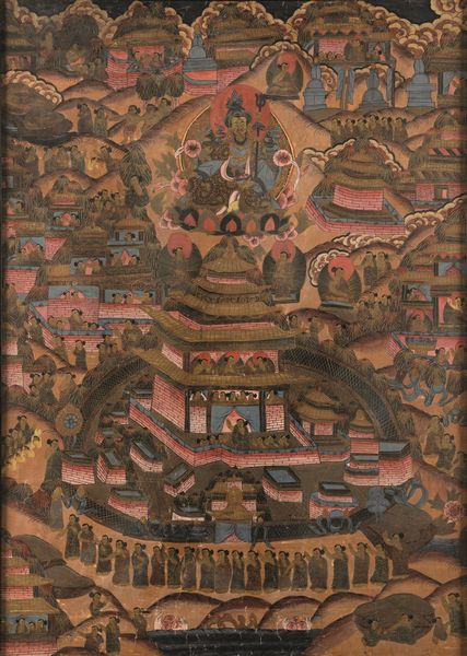 Thangka su seta raffigurante monastero e divinit, Tibet, XIX secolo  - Asta Fine Chinese Works of Art - Associazione Nazionale - Case d'Asta italiane