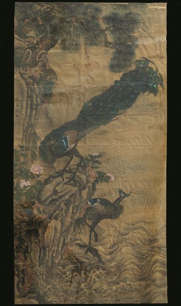 Grande dipinto su seta raffigurante coppia di pavoni entro paesaggio, Cina, Dinastia Qing, XVIII secolo  - Asta Fine Chinese Works of Art - Associazione Nazionale - Case d'Asta italiane