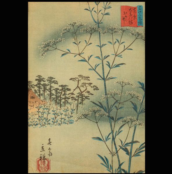 Xilografia raffigurante paesaggio con pagoda e iscrizione, Giappone, periodo Meiji (1868-1912)  - Asta Fine Chinese Works of Art - Associazione Nazionale - Case d'Asta italiane