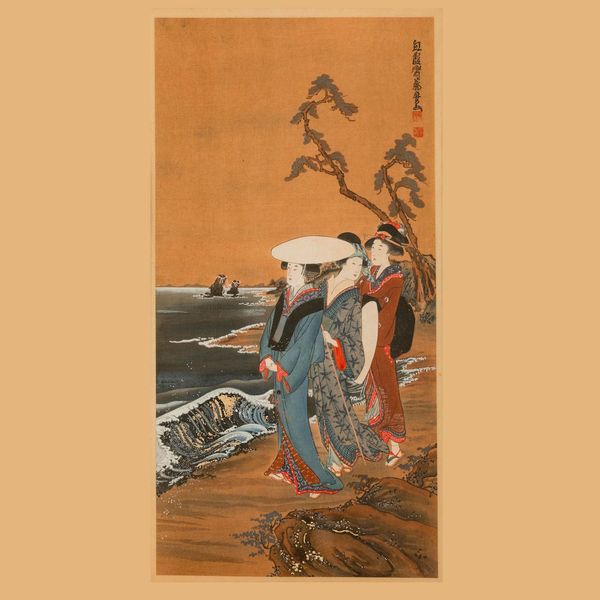 Xilografia raffigurante fanciulle in riva a un fiume con iscrizione, Giappone, periodo Meiji (1868-1912)  - Asta Fine Chinese Works of Art - Associazione Nazionale - Case d'Asta italiane