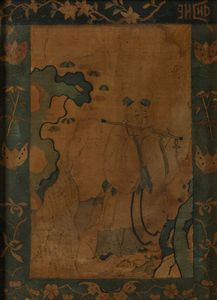 Rara coppia di tessuti Kesi raffiguranti due Immortali entro paesaggio, Cina, Dinastia Yuan (1279-1368)  - Asta Fine Chinese Works of Art - Associazione Nazionale - Case d'Asta italiane