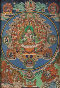 Quattro Thangka su seta raffiguranti divinit, Tibet, XIX secolo  - Asta Fine Chinese Works of Art - Associazione Nazionale - Case d'Asta italiane