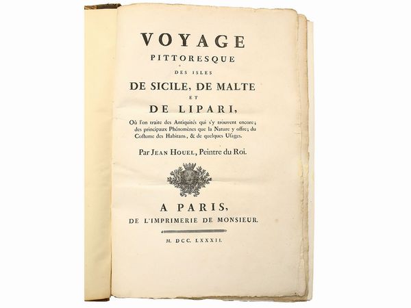 ,Jean Houel : Voyage pittoresque des isles de Sicile, de Malte et de Lipari ...  - Asta La Sicilia nelle Collezioni di Casa d'Agata a Taormina: la Biblioteca - Associazione Nazionale - Case d'Asta italiane