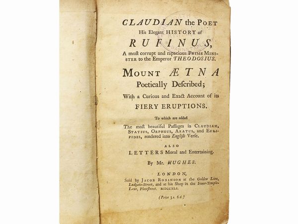 ,Jabez Hughes : Mount Aetna poetically described ...  - Asta La Sicilia nelle Collezioni di Casa d'Agata a Taormina: la Biblioteca - Associazione Nazionale - Case d'Asta italiane