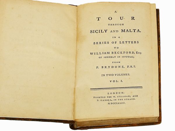 ,William Beckford : A tour through Sicily and Malta ...  - Asta La Sicilia nelle Collezioni di Casa d'Agata a Taormina: la Biblioteca - Associazione Nazionale - Case d'Asta italiane