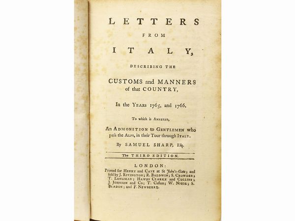 ,Samuel Sharp : Letters from Italy, describing the customs and manners of that country ...  - Asta La Sicilia nelle Collezioni di Casa d'Agata a Taormina: la Biblioteca - Associazione Nazionale - Case d'Asta italiane