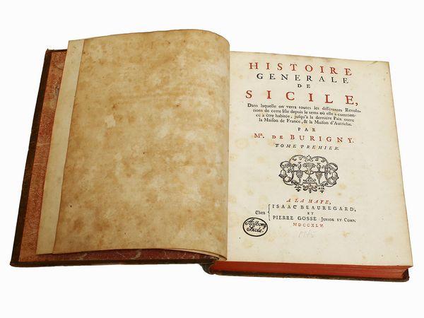 ,Jean de Burigny Levesque : Histoire generale de Sicile ...  - Asta La Sicilia nelle Collezioni di Casa d'Agata a Taormina: la Biblioteca - Associazione Nazionale - Case d'Asta italiane