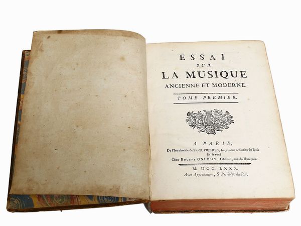 ,Jean-Benjamin de La Borde : Essai sur la Musique Ancienne et Moderne  - Asta La Sicilia nelle Collezioni di Casa d'Agata a Taormina: la Biblioteca - Associazione Nazionale - Case d'Asta italiane