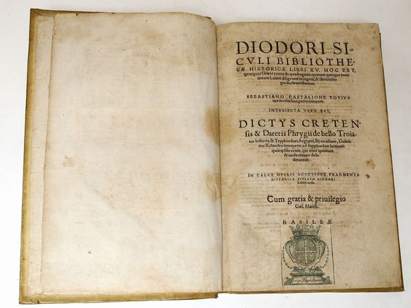 ,Diodorus Siculus : Diodori Siculi Bibliothecae historicae libri XV ...  - Asta La Sicilia nelle Collezioni di Casa d'Agata a Taormina: la Biblioteca - Associazione Nazionale - Case d'Asta italiane