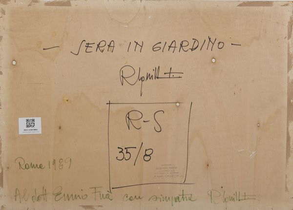 SQUILLANTINI REMO (1920 - 1996) : Sera in giardino.  - Asta Asta 352 Arte Moderna e Contemporanea - Associazione Nazionale - Case d'Asta italiane