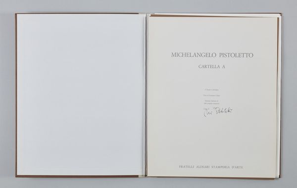 PISTOLETTO MICHELANGELO (n. 1933) : Cartella A.  - Asta Asta 352 Arte Moderna e Contemporanea - Associazione Nazionale - Case d'Asta italiane