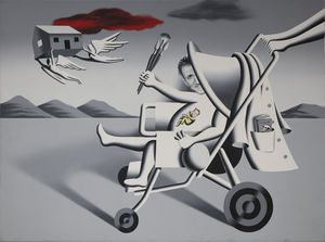 ENZO CUCCHI (1949) - MARK KOSTABI (1960) - Chi  tuo padre? Enzo Cucchi.