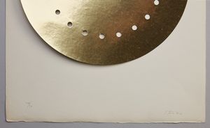 FONTANA LUCIO (1899 - 1960) : Disco spaziale (oro).  - Asta Asta 352 Arte Moderna e Contemporanea - Associazione Nazionale - Case d'Asta italiane