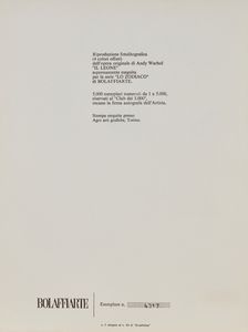 WARHOL ANDY (1928 - 1987) : Dalla serie Lo Zodiaco: Il Leone.  - Asta Asta 352 Arte Moderna e Contemporanea - Associazione Nazionale - Case d'Asta italiane