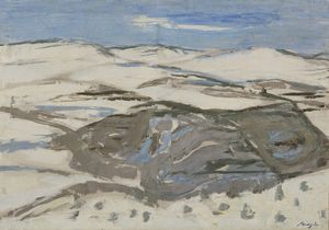 MENZIO FRANCESCO (1899 - 1979) - Paesaggio delle Langhe con neve.